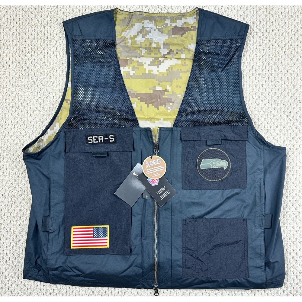 NEW Nike Seattle Seahawks Vest Men XL Black Camo Lined Salute to Service OnField